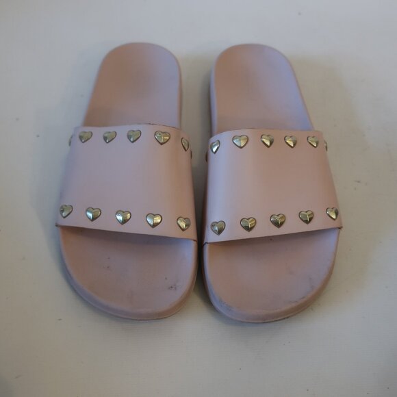 Womens Michael Michael Kors Light Pink Eva Heart Stud Slipper Slide Sandals 8 - Picture 2 of 12